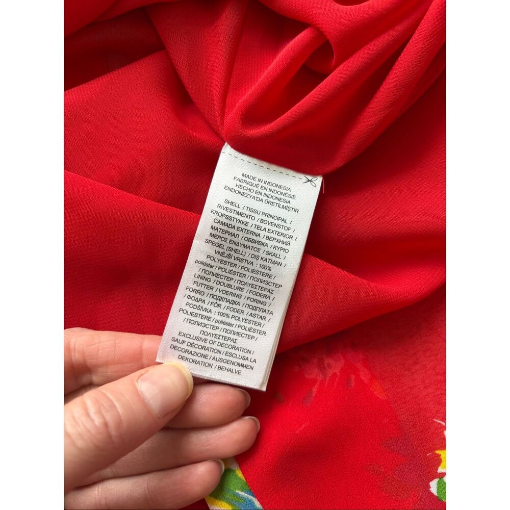 NWOT Ralph Lauren Red Floral Smocked Tiered Midi Skirt Sm E23 - Picture 7 of 7